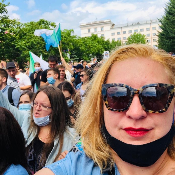 Татьяна Хлестунова на акции / Фото со страницы Хлестуновой в фейсбуке