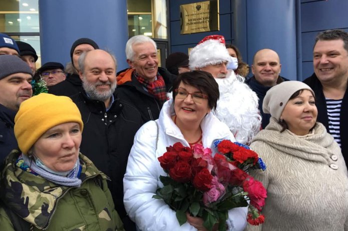 Юлия Галямина после последнего слова на суде по делу 212.1 УК, 18 декабря 2020 года / Фото: Сергей Вершинин